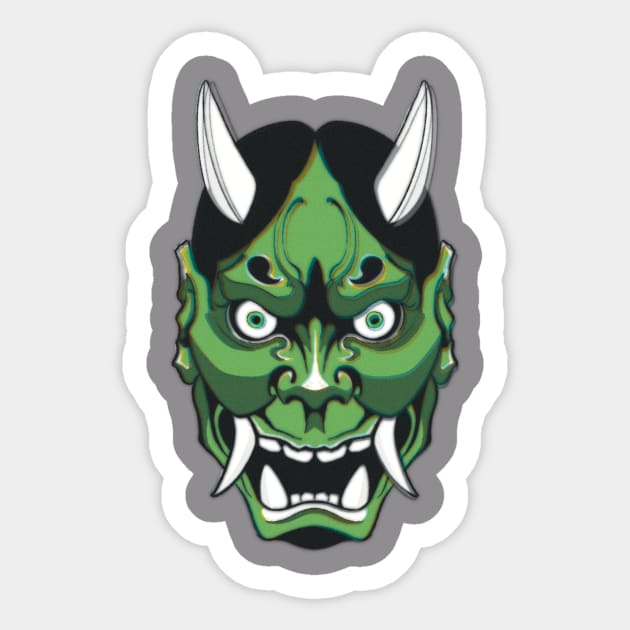 Green Hannya Sticker by Ink.amaral